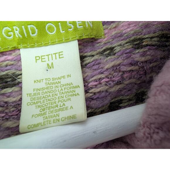 Sigrid Olsen Cardigan Sweater Medium Petite Wool Rabbit Hair Pink Preppy - Picture 2 of 7